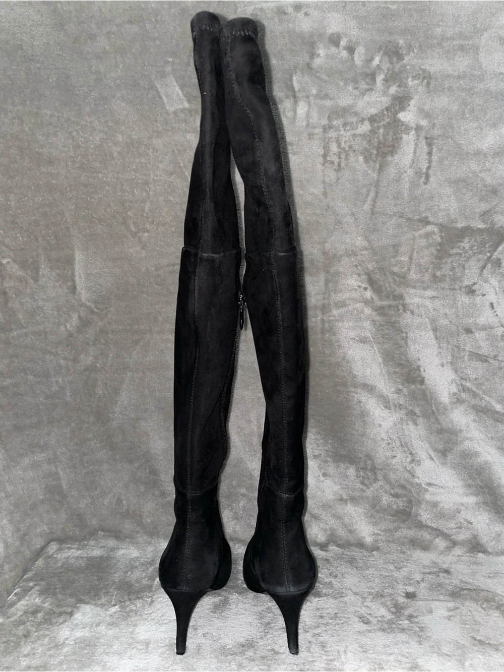 Tahari Ali Black Suede Over-the-Knee Boots Pointed Toe Stiletto Heel Size 8.5
